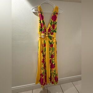 FARM Rio Vibrant Yellow and Pink Floral Dress